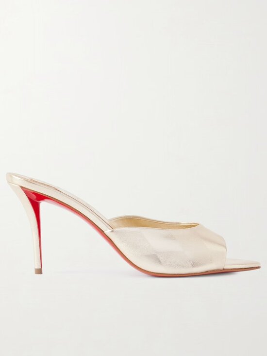 Christian Louboutin Shoes - Christian Louboutin MISS Z MULE 80 Metallic Leather Sandals Heels Gold